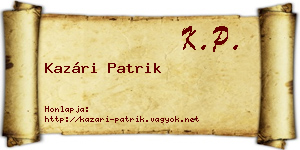 Kazári Patrik névjegykártya