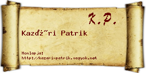 Kazári Patrik névjegykártya
